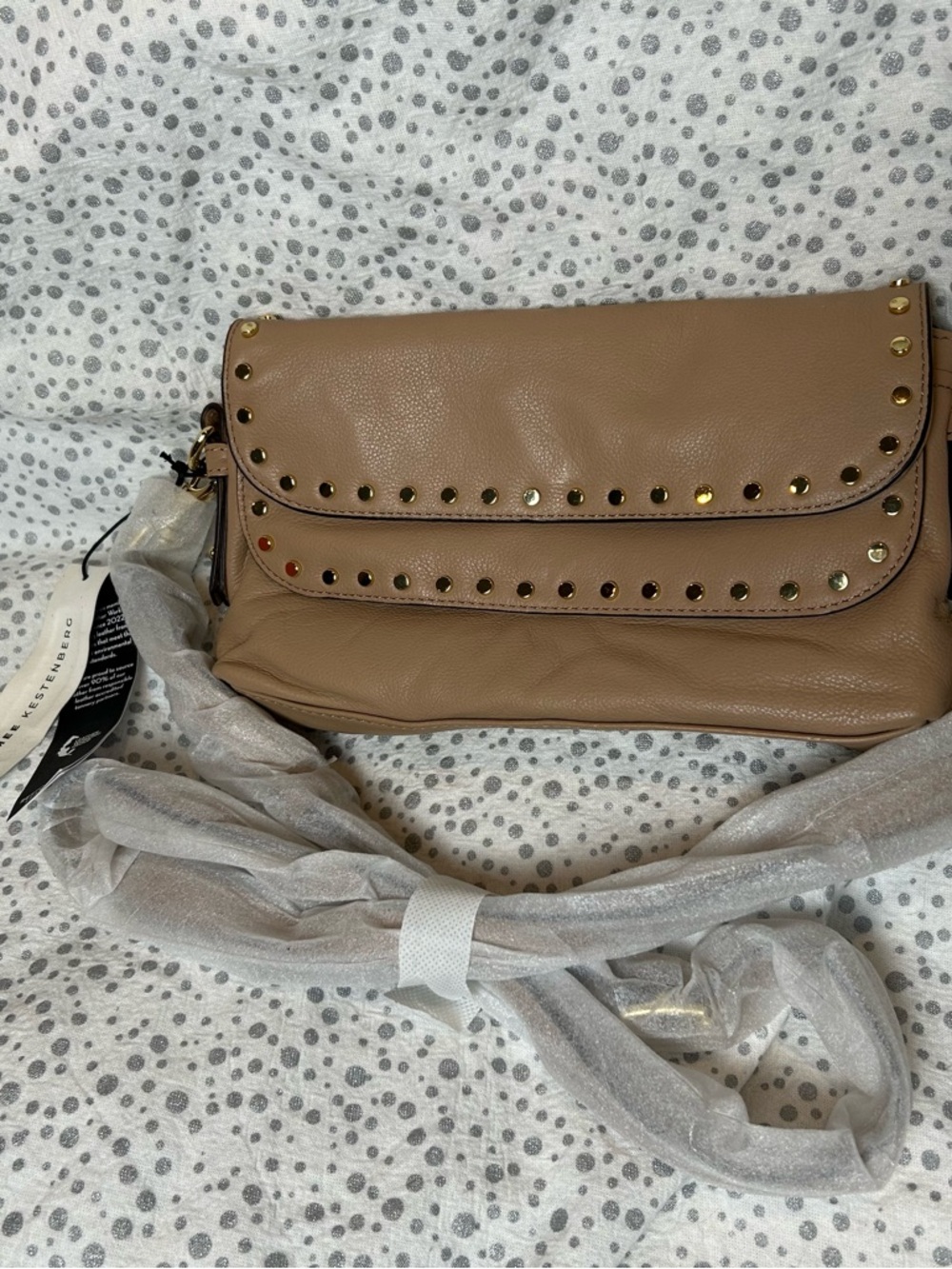 Aimee Kestenberg Bowery Flap Studded Crossbody in Nude